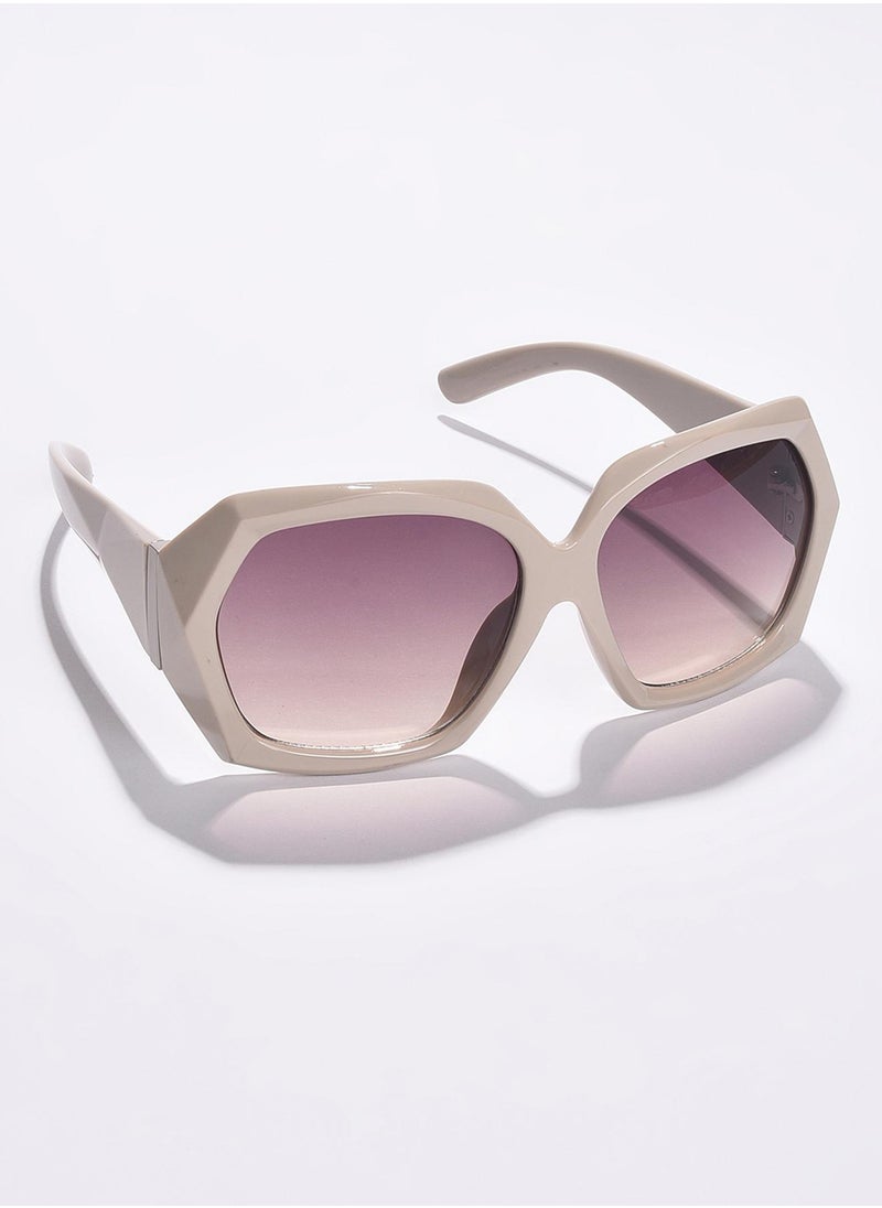 Haute Sauce Purple Lens White Oversized Sunglasses  - Image 1