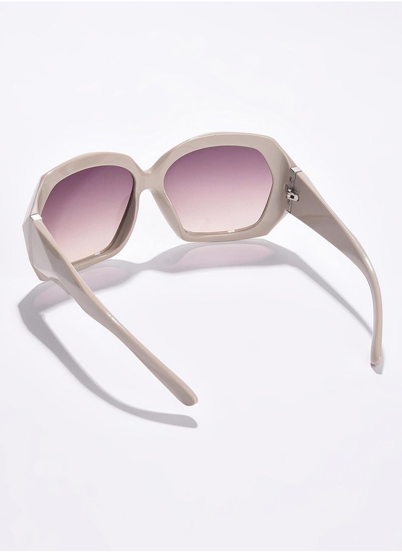 Haute Sauce Purple Lens White Oversized Sunglasses  - Image 4