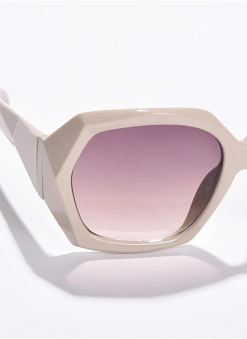 صوص هاوت Purple Lens White Oversized Sunglasses