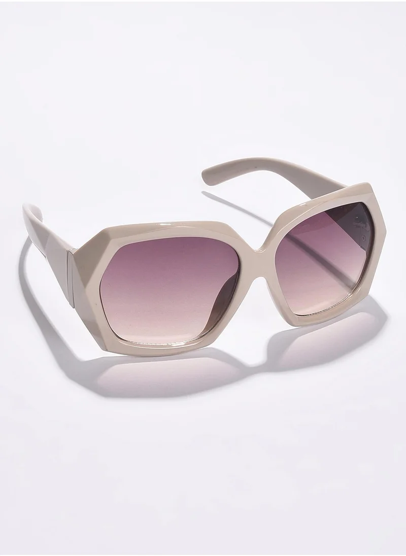 صوص هاوت Purple Lens White Oversized Sunglasses