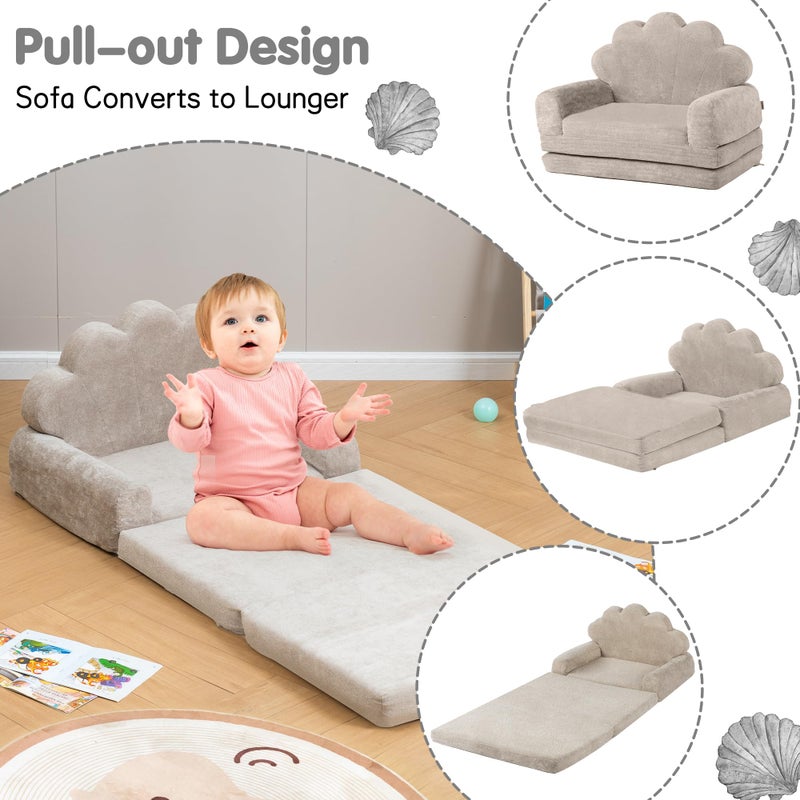 spanspace 2-in-1 Kids Couch, Toddler Couch Fold Out, Comfy Toddler Chair, Convertible Kids Sofa to Lounger with Pocket and Removable Cover - Image 2