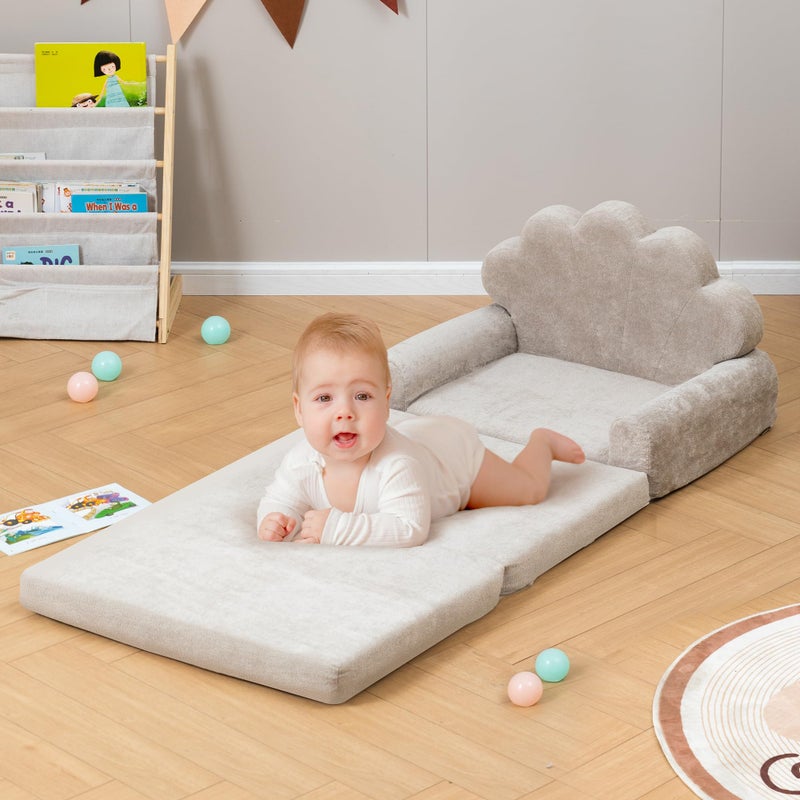 spanspace 2-in-1 Kids Couch, Toddler Couch Fold Out, Comfy Toddler Chair, Convertible Kids Sofa to Lounger with Pocket and Removable Cover - Image 5