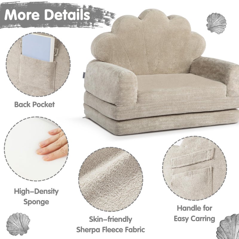 spanspace 2-in-1 Kids Couch, Toddler Couch Fold Out, Comfy Toddler Chair, Convertible Kids Sofa to Lounger with Pocket and Removable Cover - Image 3