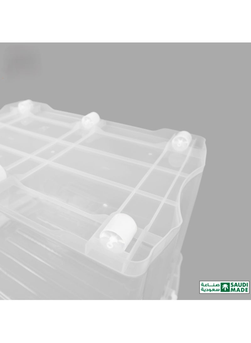 بلاستيكنا صندوق تخزين وتنظيم شفاف مع عجلات، محكم الإغلاق، مع قبضة مريحة، 50لتر - 55× 41× 35سم - Image 5