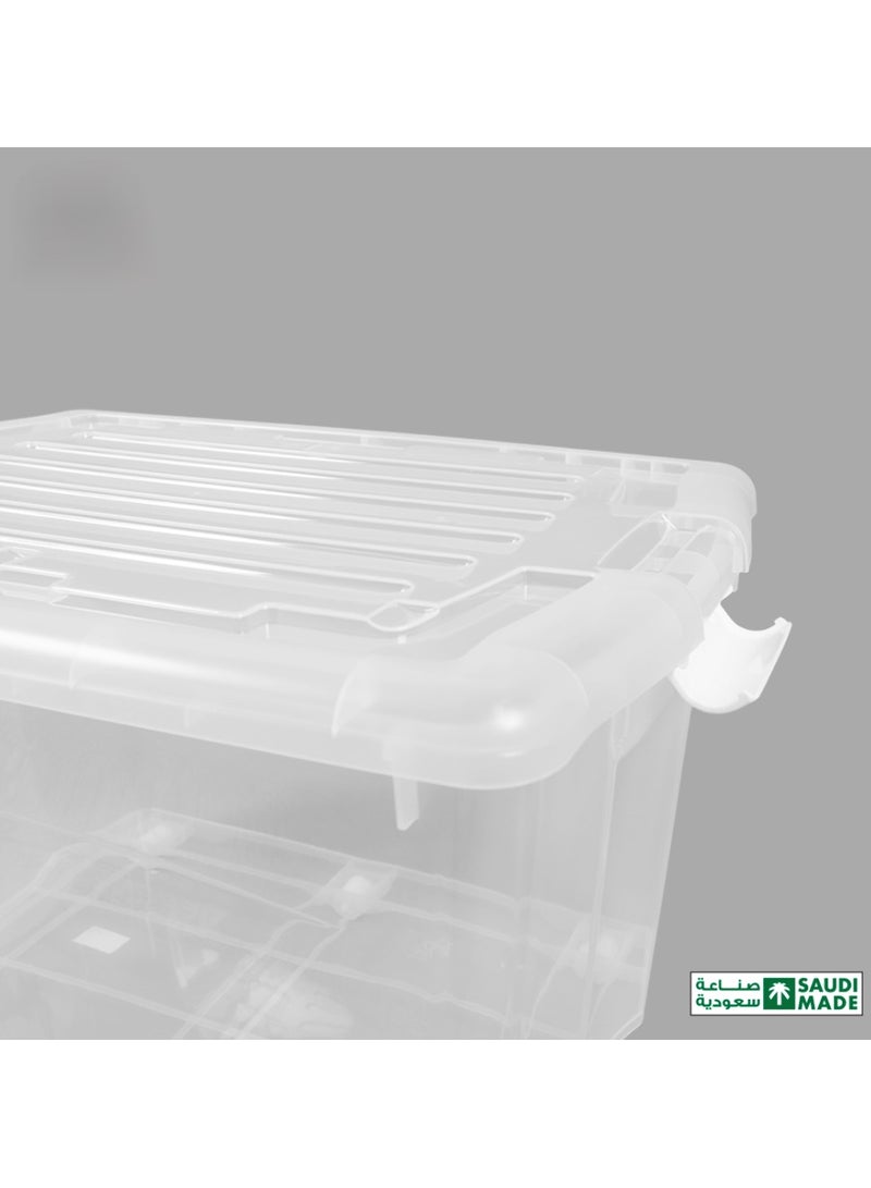بلاستيكنا صندوق تخزين وتنظيم شفاف مع عجلات، محكم الإغلاق، مع قبضة مريحة، 50لتر - 55× 41× 35سم - Image 4