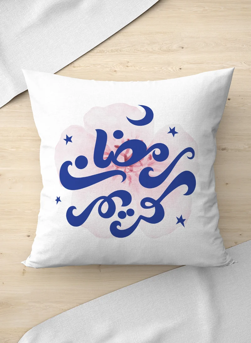 لوحة غطاء وسادة من البوليستر بتصميم رمضان كريم مع زهرة وردية