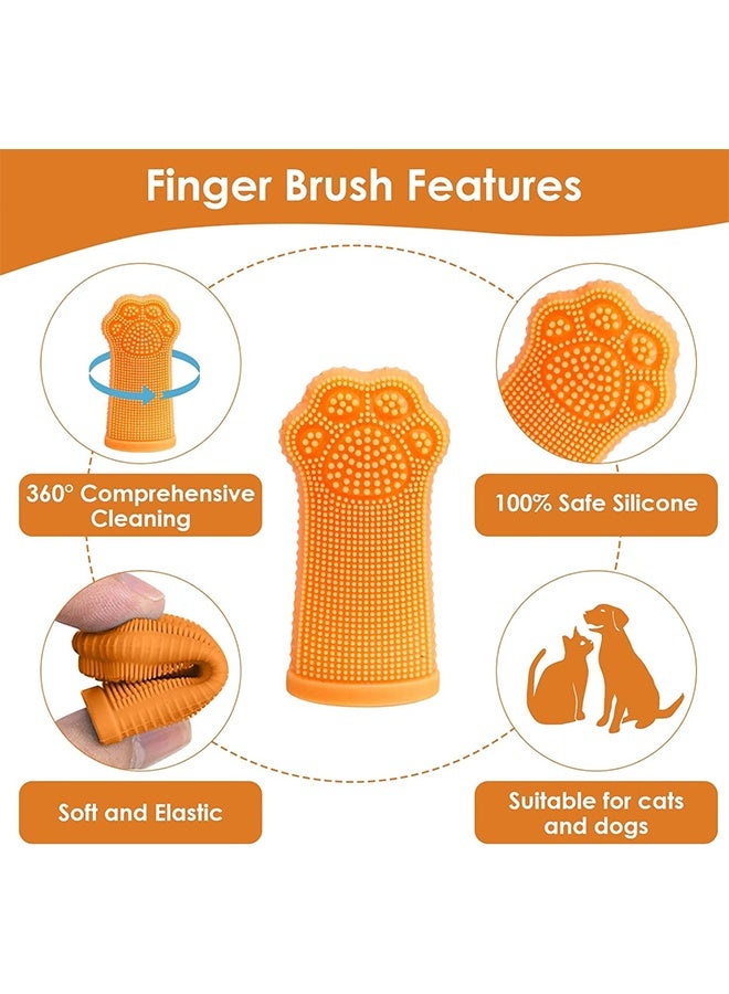 2 Pcs Finger Toothbrush for Dogs & Cats, Soft Silicone Pet Dental Care Brush for Plaque & Tartar Removal, Teeth Cleaning & Gum Massage, Reusable(Blue & Orange) - Image 2
