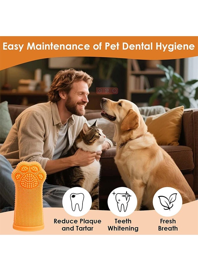 2 Pcs Finger Toothbrush for Dogs & Cats, Soft Silicone Pet Dental Care Brush for Plaque & Tartar Removal, Teeth Cleaning & Gum Massage, Reusable(Blue & Orange) - Image 3