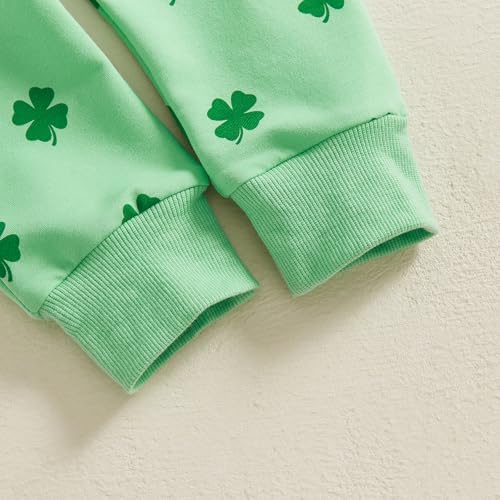 CIYCUIT 3Pcs Baby Girl St Patricks Day Outfit Sweatshirt + Pants + Headband Clothes Green 6-12 Months - Image 5