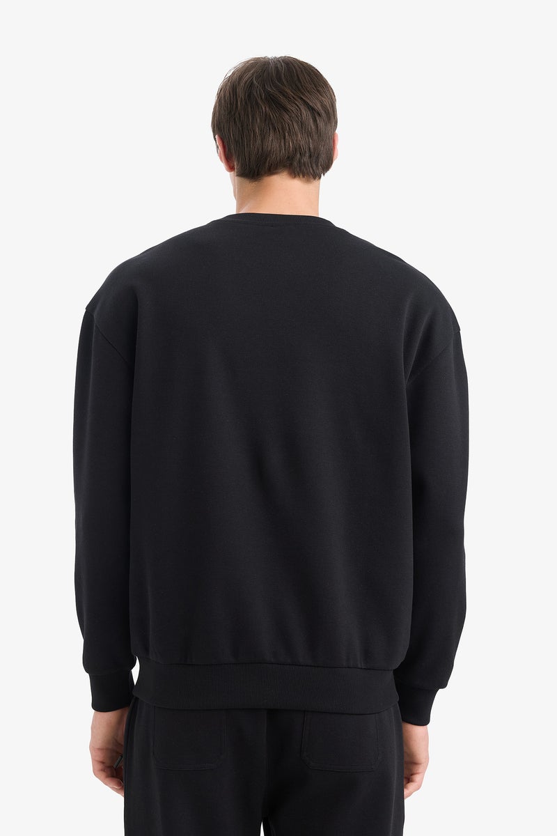 DeFacto Black Man Boxy Fit Long Sleeve Sweatshirt Casual - Image 5