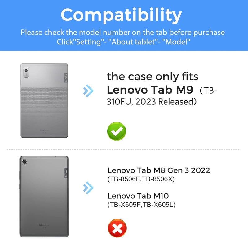 إكسفور جراب لجهاز Lenovo Tab M9 2023 من الجيل الأول مقاس 9 بوصات، جراب واقٍ ذكي ذو حامل رفيع وغطاء خلفي صلب لجهاز Lenovo Tab M9 2023 - Image 2