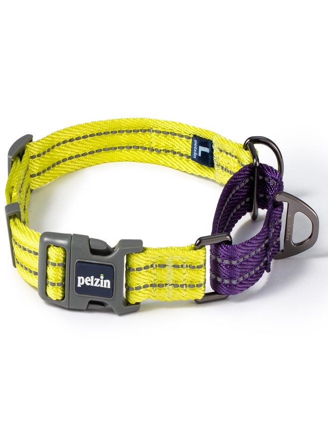 Pelzin Martingale Collar for Large Dogs, Reflective No Pull Dog Collar with Quick Snap Buckle, Heavy-Duty Thick Slip Collar, Purple/Lime Green - Image 1