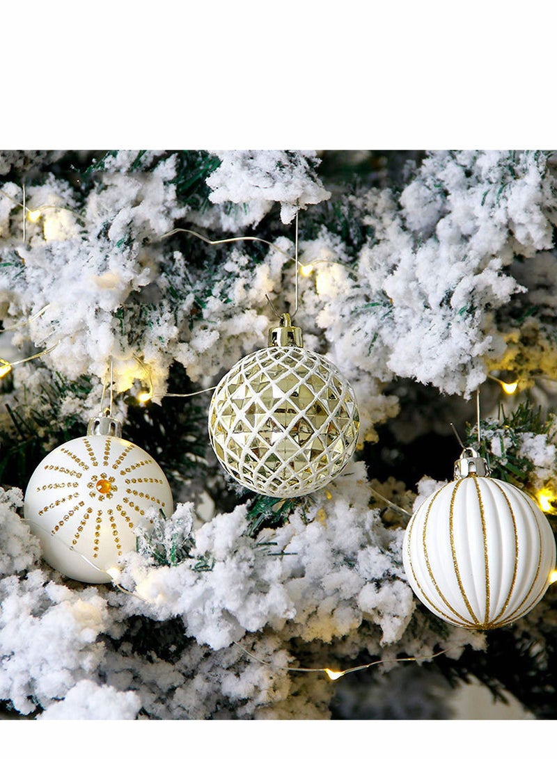 Excefore كرات ديسكو 30 قطعة 60 مم زخرفة شجرة ذهبية وبيضاء لتزيين المنزل والمكتب هدية حفلة زفاف - Image 4