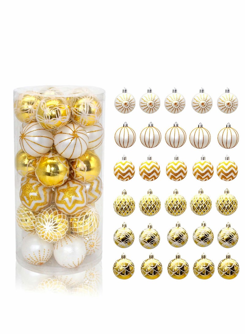 Excefore كرات ديسكو 30 قطعة 60 مم زخرفة شجرة ذهبية وبيضاء لتزيين المنزل والمكتب هدية حفلة زفاف - Image 1