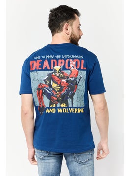MARVEL Men Crew Neck Short Sleeves Deadpool And Wolverine T-Shirt, Navy Blue  - Image 4