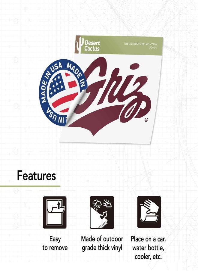 Desert Cactus University of Montana Sticker Grizzlies UM Griz UMont Vinyl Decal Laptop Water Bottle Car Scrapbook (IND 7) - Image 4