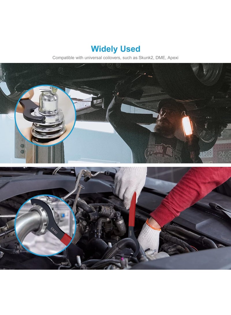 4PCS Hook Spanner Wrench Set,Heavy Duty Coilover Wrench Coilovers Disassembly of Suspension Systems and Shock Absorbers,Universal Wrenches Tool Set Steering  Suspension Tools - Image 5