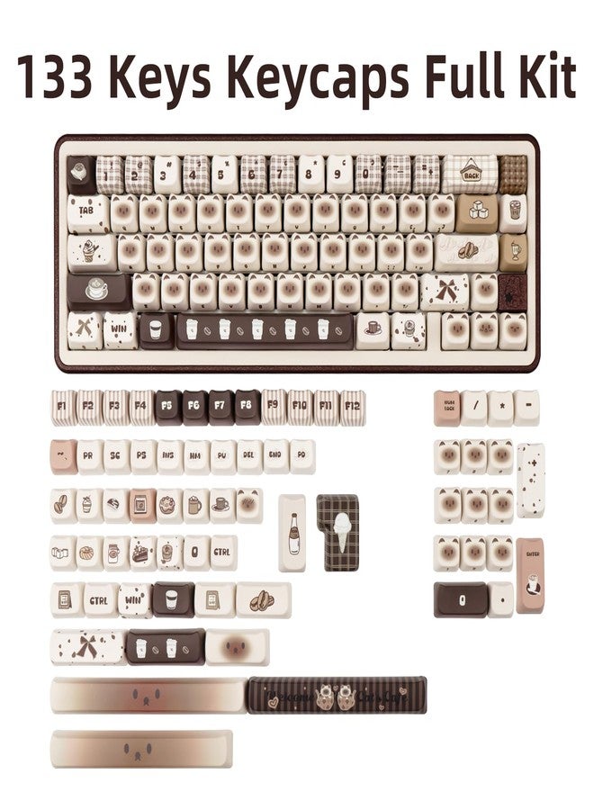مجموعة أغطية مفاتيح COOMICKEY من مادة PBT، 133 مفتاحًا، بمقاسات 60 و65 و75 و100 بالمئة، بتصميم Mao Profile بتقنية الطباعة الحرارية، مجموعة أغطية مفاتيح مخصصة لطيفة للوحة مفاتيح Cherry MX الميكانيكية، بمقاسات 61/64/68/84/87/100/104/108 - Image 2