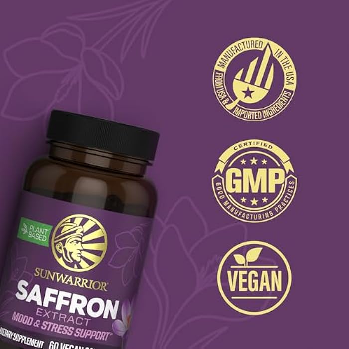 Sunwarrior Saffron Extract Supplements Capsules 88.5 mg - Plant-Based Mood & Relaxation Supplement for Mental Clarity Focus & Emotional Balance - Vegan Daily Antioxidant for Stress Support Eye Health 60 Servings - Image 3