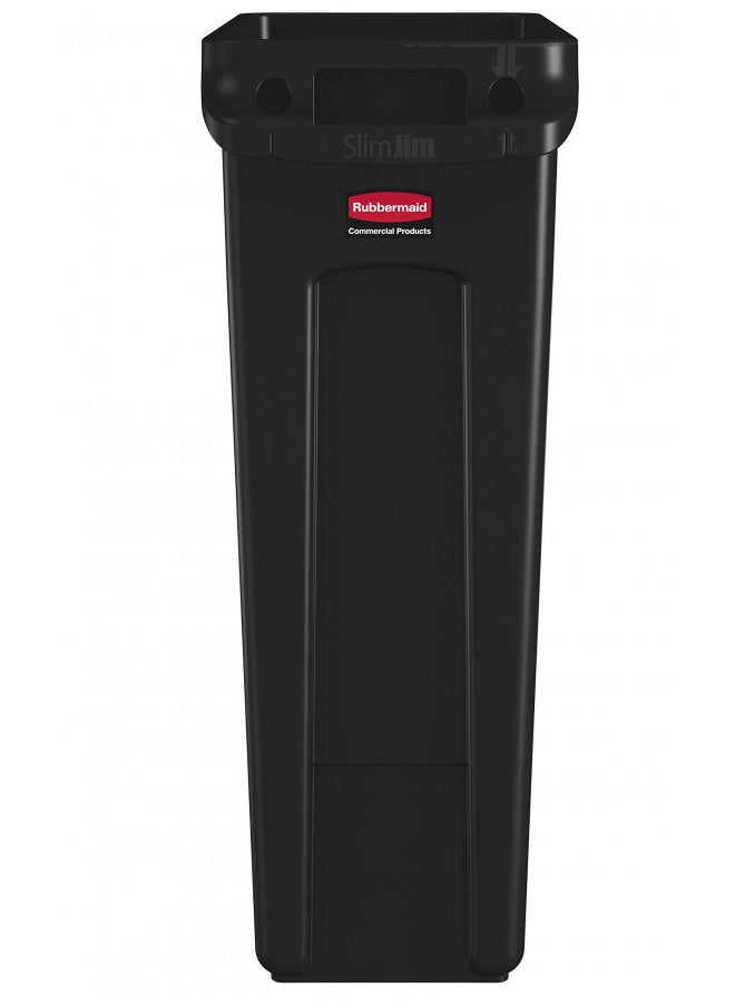 Rubbermaid Rubbermaid Commercial Products Slim Jim Plastic Rectangular Trash/Garbage Can With Venting Channels, for Kitchen, Office, Workspace, 23 Gallon, Black - FG354060BLA  - Image 1