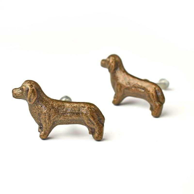 BROOK AND BIRCH Antique Brass Dog Drawer Knob Metal Animal Cabinet Dresser Knob Pull Nursery Cupboard Wardrobe Knobs Set of 4 - Image 2