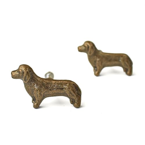 BROOK AND BIRCH Antique Brass Dog Drawer Knob Metal Animal Cabinet Dresser Knob Pull Nursery Cupboard Wardrobe Knobs Set of 4 - Image 3