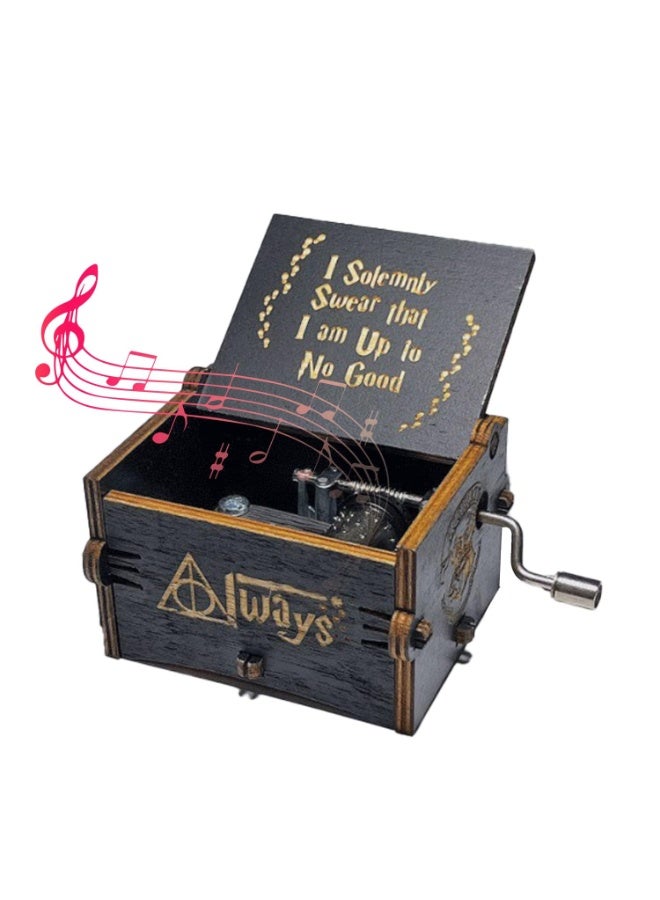 fantasize Wood Music Boxes,Laser Engraved Vintage Wooden Sunshine Musical Box Gifts for Birthday Valentine's Day (Harry Potter Hand Crank Music Box) - Image 1