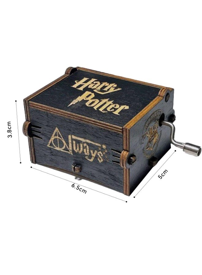 fantasize Wood Music Boxes,Laser Engraved Vintage Wooden Sunshine Musical Box Gifts for Birthday Valentine's Day (Harry Potter Hand Crank Music Box) - Image 2