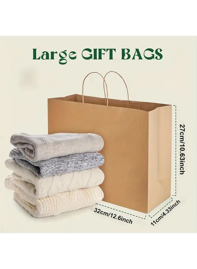 20 قطعة من أكياس الهدايا الكبيرة من ورق الكرافت بمقابض، أكياس تسوق بنية قابلة لإعادة الاستخدام - Image 4