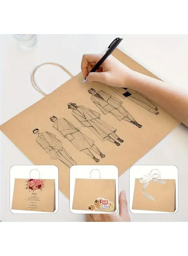 20 قطعة من أكياس الهدايا الكبيرة من ورق الكرافت بمقابض، أكياس تسوق بنية قابلة لإعادة الاستخدام - Image 5