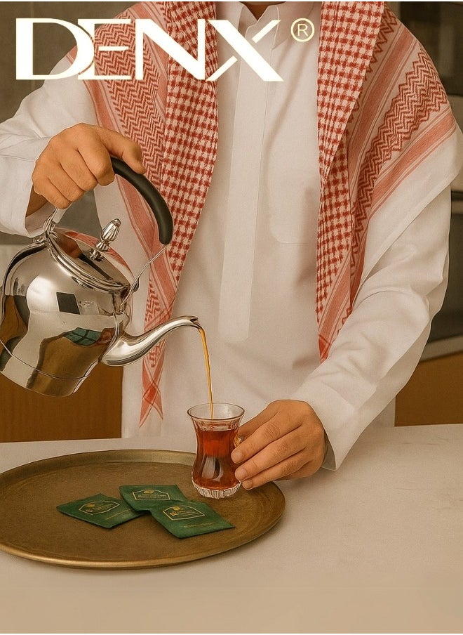 طقم دلة قهوة سعودية مع إبريق شاي كهربائي من DENX موديل DX3410 – سعة دلة القهوة 1 لتر، إبريق الشاي 1.2 لتر، مصنوع من الستانلس ستيل عالي الجودة، قاعدة تسخين مزدوجة بشاشة تحكم رقمية، تصميم أنيق وعصري لتحضير القهوة والشاي بسهولة وأناقة