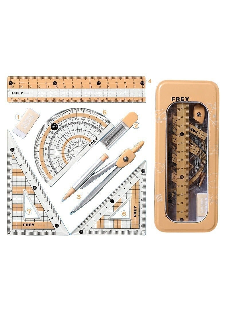 فراي مجموعة أدوات هندسة الرياضيات - مسطرة، بوصلة، ومنقلة لرسم الطلاب - لوازم مدرسية وقرطاسية - Image 1