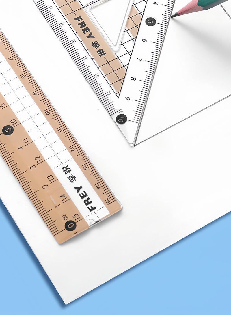 فراي مجموعة أدوات هندسة الرياضيات - مسطرة، بوصلة، ومنقلة لرسم الطلاب - لوازم مدرسية وقرطاسية - Image 2