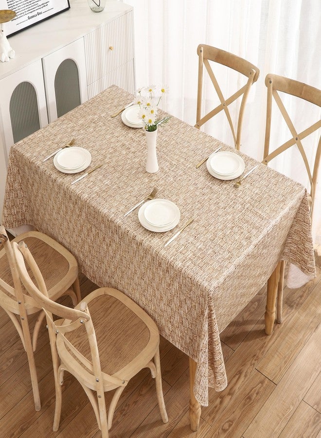 Walrus Heavy Duty Vinyl Tablecloth with Flannel Backing Waterproof Oil-Proof PVC Table Cloth Stain-Resistant Wipeable Rectangle or Square Table Cover (Weave, 52X70 Inch) - Image 2