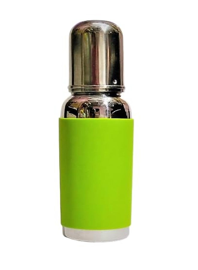 Smilynation Baby Stainless Steel 304 Grade Feeding Bottle with Internal matt Finish Bottle & Green Colour Silicone Grip for Baby Safety and Protect from Warn.(1 Piece) - Image 3
