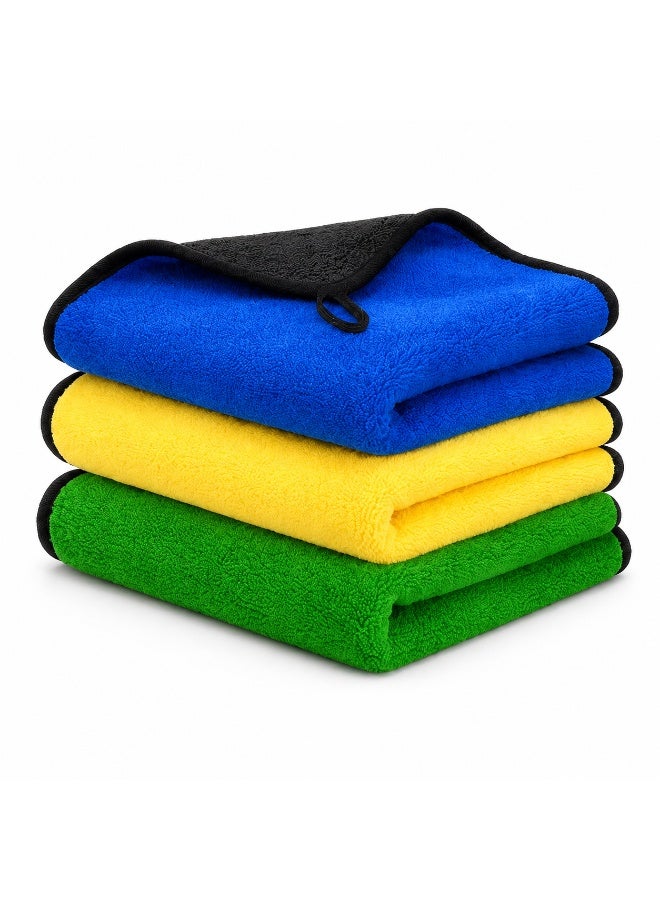 GROWPAL Ultra Soft Microfiber Cleaning Towel Set – High Absorbent Car Wash Cloth, Scratch Free, Lint Free, 3 Pack Multi Color - Image 1