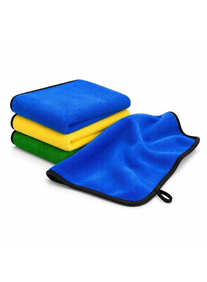 GROWPAL Ultra Soft Microfiber Cleaning Towel Set – High Absorbent Car Wash Cloth, Scratch Free, Lint Free, 3 Pack Multi Color - Image 3