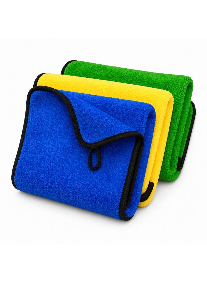GROWPAL Ultra Soft Microfiber Cleaning Towel Set – High Absorbent Car Wash Cloth, Scratch Free, Lint Free, 3 Pack Multi Color - Image 2