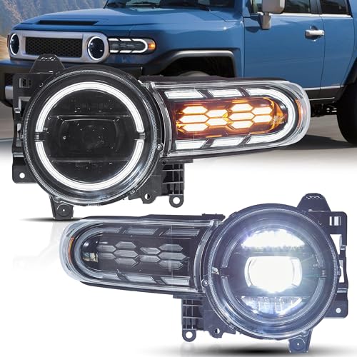 VLAND Headlight Assembly Fit for 20072015 Toyota FJ Cruiser XJ10 with Startup Animation and Sequential Turn Signal