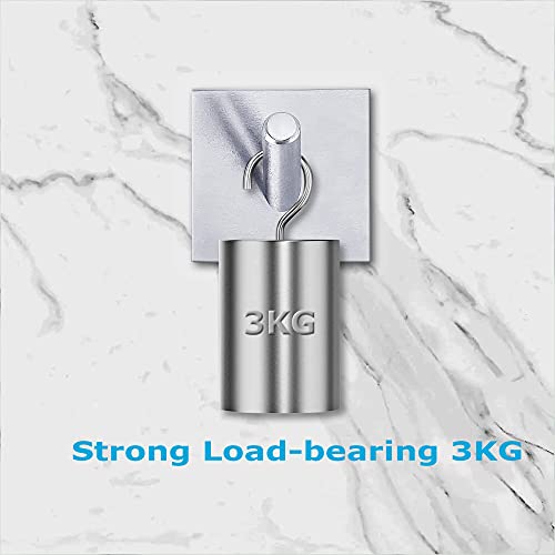 DOCOSS Pack of 6 Steel Self Adhesive Hooks for Wall Strong Sticker Hooks Door Hanger Wall Hooks Self Adhesive Hooks Holder for Bathroom,Kitchen -Holds Upto 3 kg (Silver -Brush) - Image 4