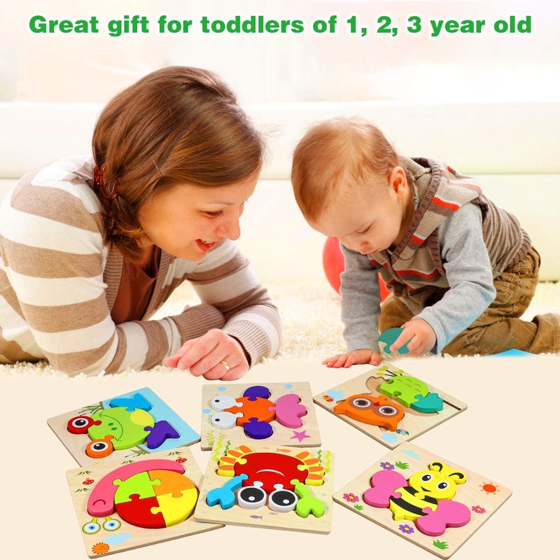 Dreampark Wooden Montessori Puzzles for Toddlers Kids: Toddler Puzzles for 1-3 Montessori Toys for 1 2 3 Year Old Girls Boys Baby - Kids Puzzle Ages 2-4 Preschool Learning Educational Toy - Image 5
