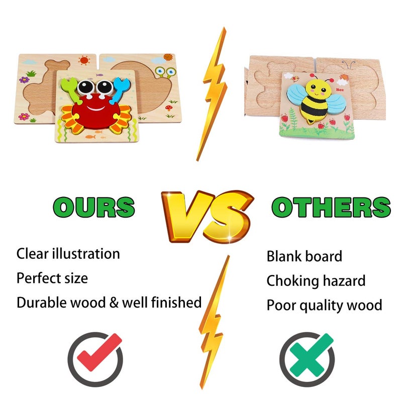 Dreampark Wooden Montessori Puzzles for Toddlers Kids: Toddler Puzzles for 1-3 Montessori Toys for 1 2 3 Year Old Girls Boys Baby - Kids Puzzle Ages 2-4 Preschool Learning Educational Toy - Image 4