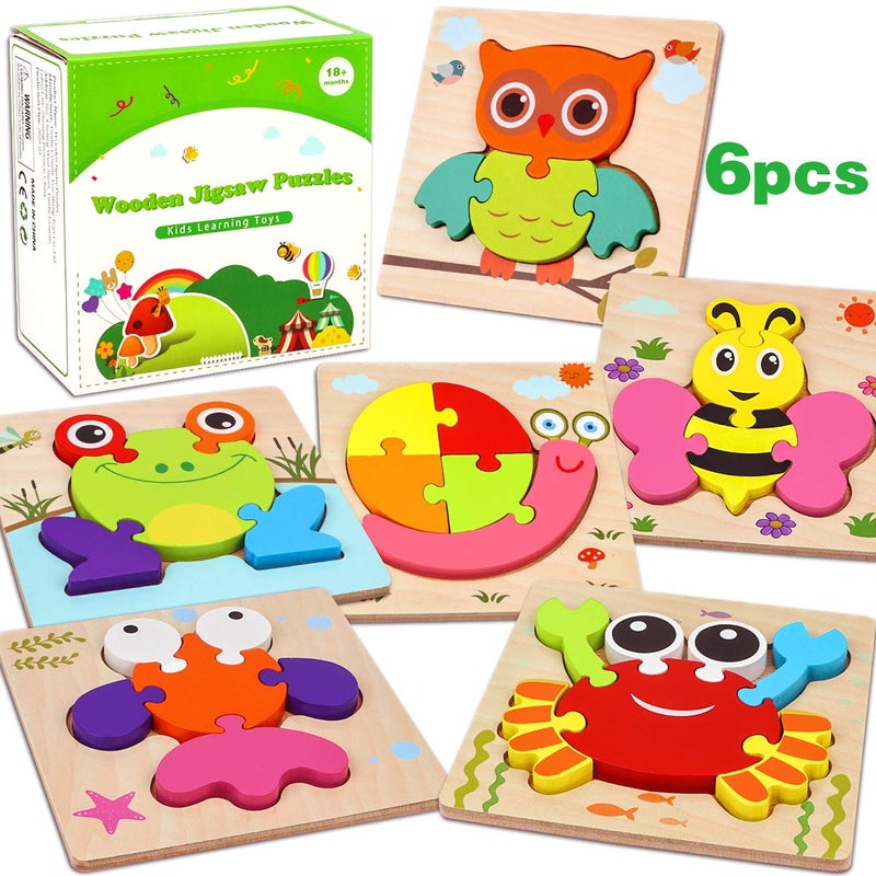 Dreampark Wooden Montessori Puzzles for Toddlers Kids: Toddler Puzzles for 1-3 Montessori Toys for 1 2 3 Year Old Girls Boys Baby - Kids Puzzle Ages 2-4 Preschool Learning Educational Toy - Image 1