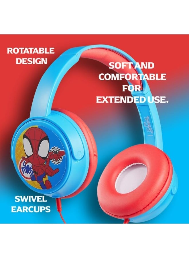 SMD Spidey and His Amazing Friends Auxiliary Headphones with Stickers | Wired kids headphones with easy plug-and-play aux cable, soft cushions, adjustable fit, and fun stickers for creative customization - Image 5