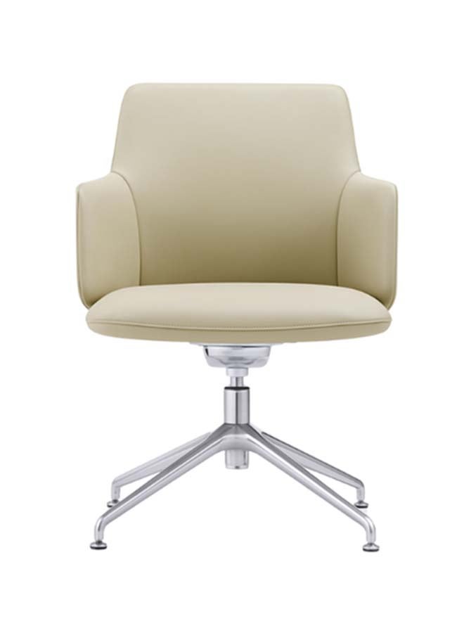 NEO FRONT FURNITURE Meeting Chair – Premium PU Leather Conference Chair with Armrests & Fixed Base (No Wheels) for CEO Office, Boardroom & Executive Meeting Rooms ( C2416 )