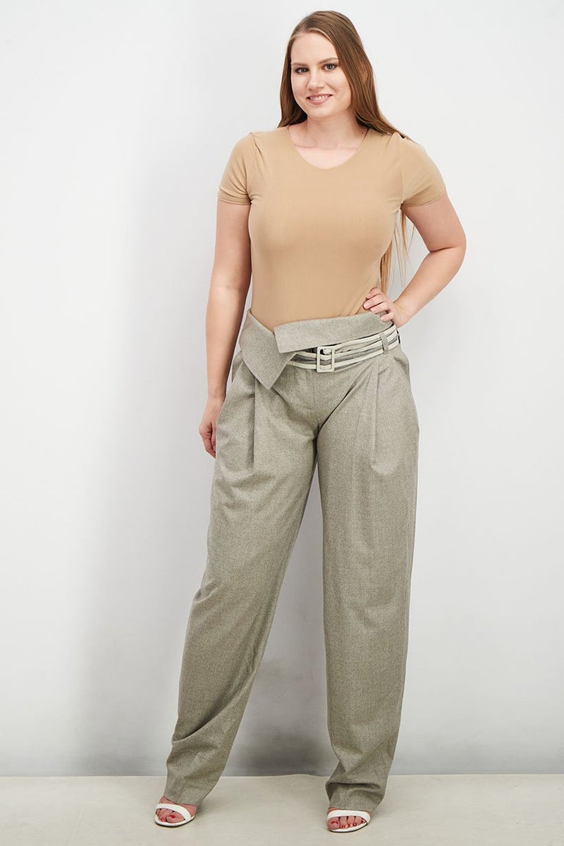 STELLA MCCARTNEY سروال نسائي بتصميم منتظم مزود بحزام، رمادي - Image 3