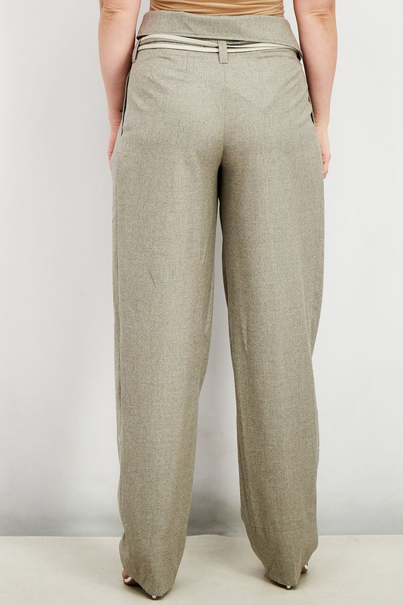 STELLA MCCARTNEY سروال نسائي بتصميم منتظم مزود بحزام، رمادي - Image 4