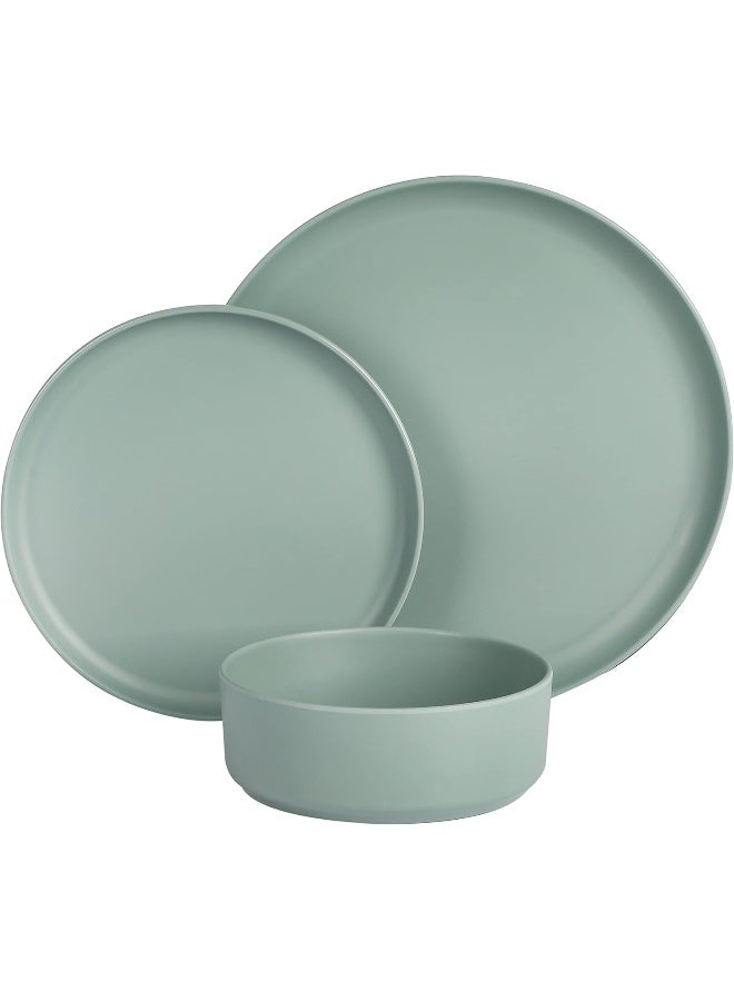 Gibson Home Canyon Crest Stackable Matte Melamine Set  Sage Green Service for Four 12pcs - Image 2