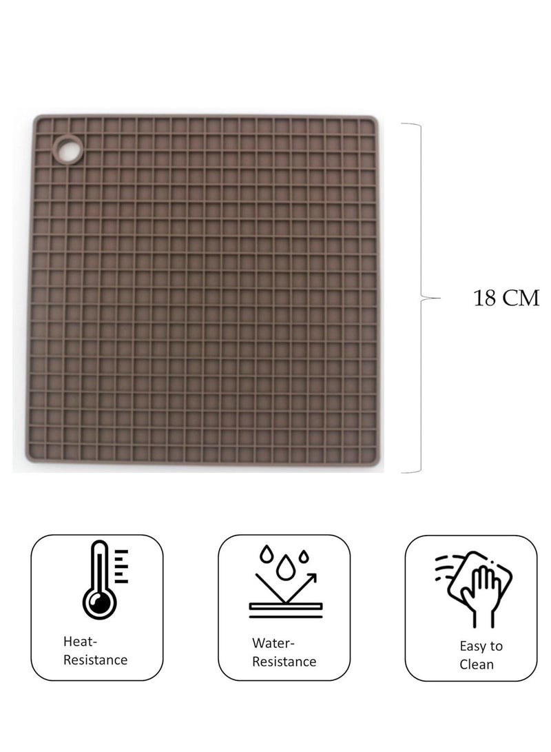 Auroware Dining Kitchen Set of 8 Pcs Silicone Table mat place mat Heat resistance Water resistance easy to clean solid materia - Image 2