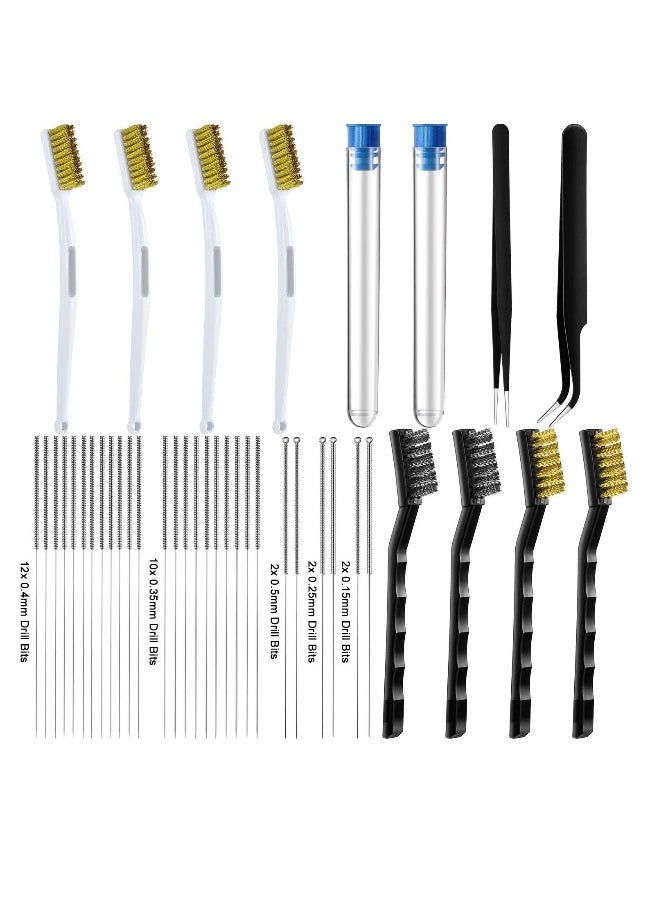 Generic - 40 Pieces 3D Printer Nozzle Cleaning Kit, 28 Pieces 0.15 mm, 0.25 mm, 0.35 mm, 0.4 mm, 0.5 mm Nozzle Cleaning Needles with Storage Box, 8 Pieces Cleaning Copper Wire Toothbrushes, 2 Pieces Tweezers - Image 1